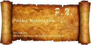 Petky Nikoletta névjegykártya